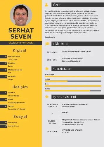 Bilgisayar Mühendisi CV Örnekleri cv indir